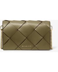 Michael Kors - Mk Jet Set Medium Woven Leather Crossbody Bag - Lyst