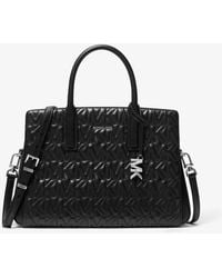 MICHAEL Michael Kors - Mk Laila Medium Logo Embossed Satchel - Lyst