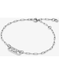 Michael Kors - Mk Precious Metal-Plated Sterling Pavé Empire Logo Chain Link Bracelet - Lyst