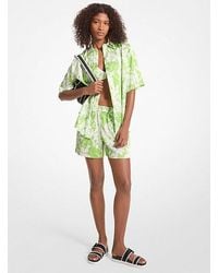 Michael Kors - Palm Print Satin Shorts - Lyst