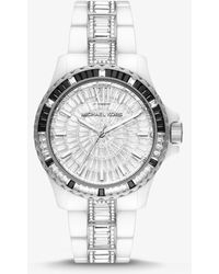 Michael Kors Limited-edition Oversized Everest Pavé Silver-tone And Ceramic Watch - White