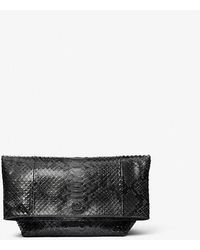 Michael Kors - Candice Small Python Embossed Leather Folded Clutch - Lyst