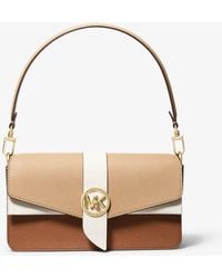 Michael Kors Greenwich Small Color-block Logo And Saffiano Leather 