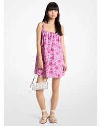 Michael Kors - Mk Floral Print Cotton Poplin Mini Dress - Lyst
