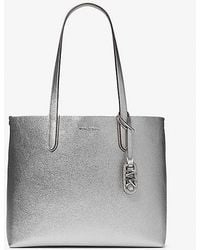 MICHAEL Michael Kors - Mk Eliza Extra-Large Metallic Pebbled Leather Reversible Tote Bag - Lyst