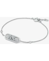 Michael Kors - Mk Pavé Precious Metal-Plated And Sterling Empire Logo Bracelet - Lyst