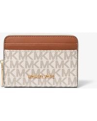 MICHAEL Michael Kors - Mk Porta Carte Di Credito Zip-Around Jet Set Piccolo Con Logo - Lyst