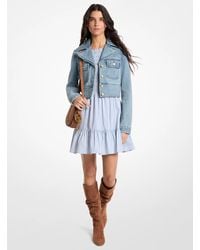 Michael Kors - Mk Cropped Denim Jacket - Lyst