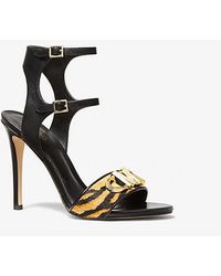 Michael Kors - Parker Tiger Print Calf Hair And Leather Sandal - Lyst