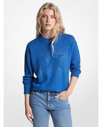 Michael Kors - Embellished Logo Cotton Blend Sweater - Lyst