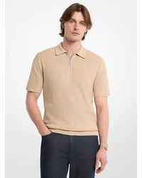 Michael Kors - Mk Cotton Knit Zip-Up Polo Shirt - Lyst
