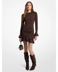 MICHAEL Michael Kors - Mk Ruffled Stretch Matte Jersey Dress - Lyst