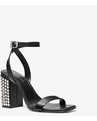 Michael Kors - Mk Merriam Studded Leather Block Heel Sandal - Lyst