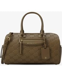 MICHAEL Michael Kors - Mk Jet Set Travel Medium Logo Embossed Leather Duffel Crossbody Bag - Lyst
