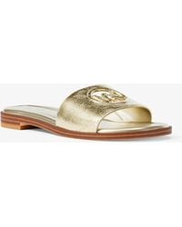 Michael Kors - Carissa Crackled Metallic Slide Sandal - Lyst