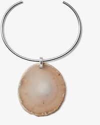Michael Kors - Precious Metal-plated Brass And Agate Collar Necklace - Lyst