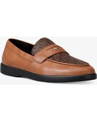 Michael Kors - Mk Wesley Leather And Signature Logo Loafer - Lyst