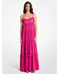 Michael Kors - Mk Ruffled Georgette Tiered Maxi Dress - Lyst