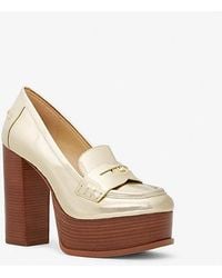 Michael Kors - Mk Eden Metallic Leather Platform Loafer - Lyst