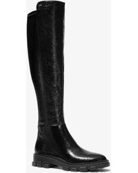 Michael Kors Sabrina Stretch Leather Boot in Black | Lyst