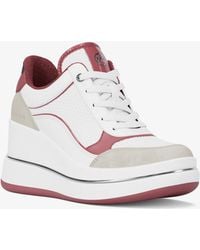 MICHAEL Michael Kors - Mk Emmy Mixed-Media Wedge Trainer - Lyst