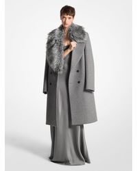 Michael Kors - Mk Wool Melton And Faux Fur Double-Breasted Coat - Lyst