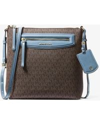 MICHAEL Michael Kors - Mk Jet Set Travel Large Signature Logo Crossbody Bag - Lyst