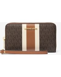 Michael Kors - Jet Set Travel Large Striped Signature Logo Smartphone Wallet - Lyst