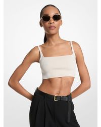 MICHAEL Michael Kors - Mk Viscose Blend Cropped Tank Top - Lyst