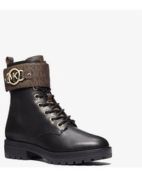 Michael Kors - Rory Leather And Logo Combat Boot - Lyst