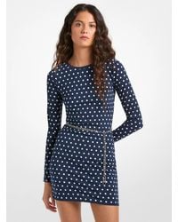 MICHAEL Michael Kors - Mk Polka Dot Stretch Matte Jersey Belted Dress - Lyst