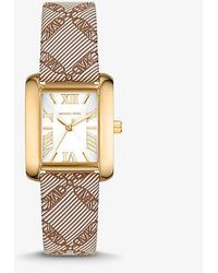 Michael Kors - Mini Emery Gold-tone And Empire Logo Jacquard Watch - Lyst