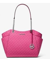 Michael Kors - Jet Set Large Signature Logo Shoulder Bag - Lyst