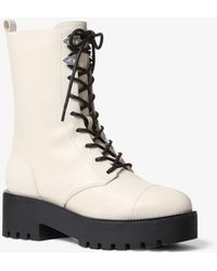 Michael Kors Bryce Leather Platform Combat Boot in Brown - Lyst