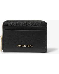 MICHAEL Michael Kors - Mk Jet Set Small Pebbled Leather Zip-Around Card Case - Lyst
