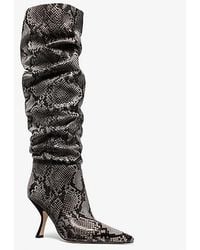 Michael Kors - Luna Snake Embossed Leather Boot - Lyst