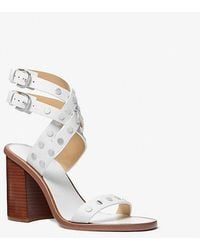 MICHAEL Michael Kors - Irene Studded Leather Block Heel Sandal - Lyst