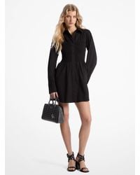 MICHAEL Michael Kors - Mk Stretch Cotton Poplin Smocked Shirtdress - Lyst