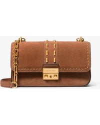 Michael Kors - Mk Tribeca Small Studded Suede Shoulder Bag - Lyst