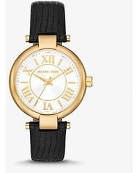 Michael Kors - Laney Gold-tone And Lizard Embossed Leather Watch - Lyst