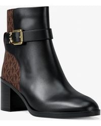 MICHAEL Michael Kors - Mk Rachel Leather And Signature Logo Block Heel Ankle Boot - Lyst