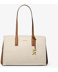 MICHAEL Michael Kors - Laila Medium Signature Logo Tote Bag - Lyst
