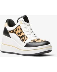 Michael Kors - Mk Basket Emmy En Cuir Et Poil De Vachette À Imprimé Léopard Avec Semelle Compensée - Lyst