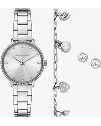 Michael Kors - Mk Mini Pyper Pavé-Tone Watch And Jewlery Gift Set - Lyst