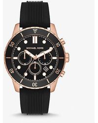 Michael Kors - Oversized Cunningham Rose Gold-tone And Silicone Watch - Lyst