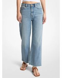 Michael Kors - Mk Eloise Frayed Denim Cropped Wide-Leg Jeans - Lyst