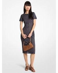 MICHAEL Michael Kors - Michael Kors Laser Cut Mirror Scuba Midi Dress - Lyst