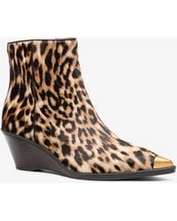 MICHAEL Michael Kors - Michael Kors Austin Leopard Print Calf Hair Wedge Boot - Lyst