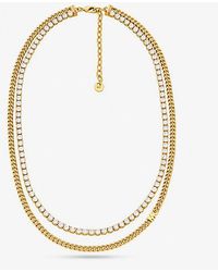 Michael Kors - Mk Precious Metal-Plated Brass Double Chain Tennis Necklace - Lyst