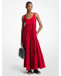 MICHAEL Michael Kors - Mk Stretch Cotton Tiered Dress - Lyst